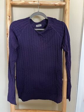 Athleta Woman’s Textured Crewneck Athletic Top - Deep Purple